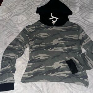 Camouflage Hoodie with Black Hood